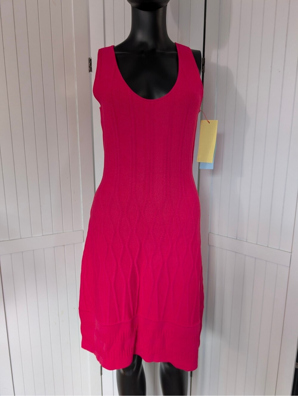 Tahari Arthur S Levine Sample Pink Knit Sheath Dress Sleeveless Textured Size 6